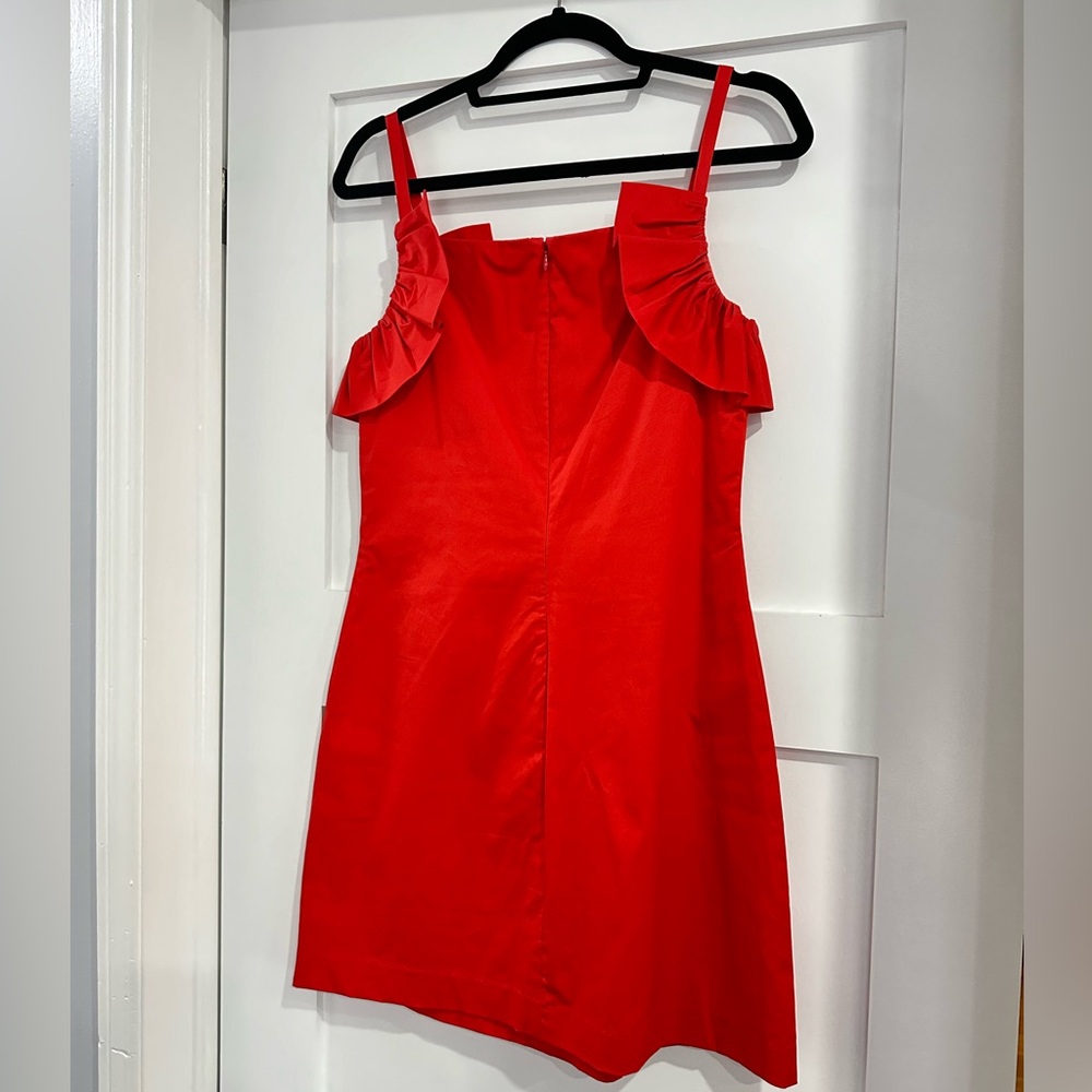 STAUD Red Ruffle-Shoulder Mini Dress - Picture 6 of 7